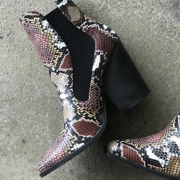 Qupid Multi Color Python Snake Ankle Bootie - Picture 8 of 8